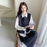 【现货】新款图下摆抽绳牛仔马甲+长裤两件套1215-P185-K298，女装套装/套裙，2C301
