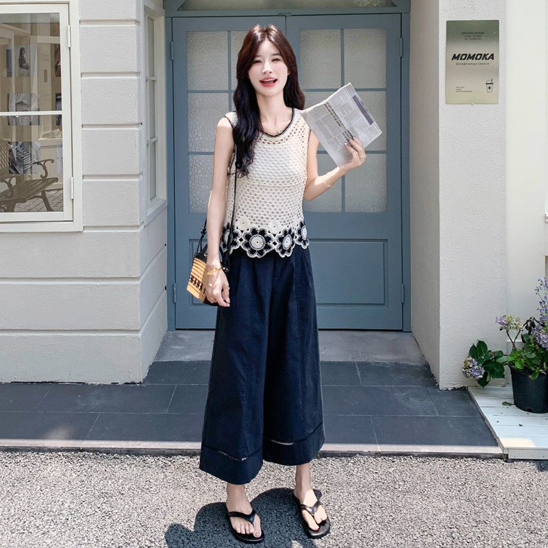 现货:夏装新款针织无袖背心＋阔腿裤两件套装2C135-N8878P145K218,女装套装/套裙,2C135