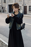 现货新款2025秋装新款牛仔马甲+连衣裙套C057-2357-P165-K228，女装套装/套裙，2C057