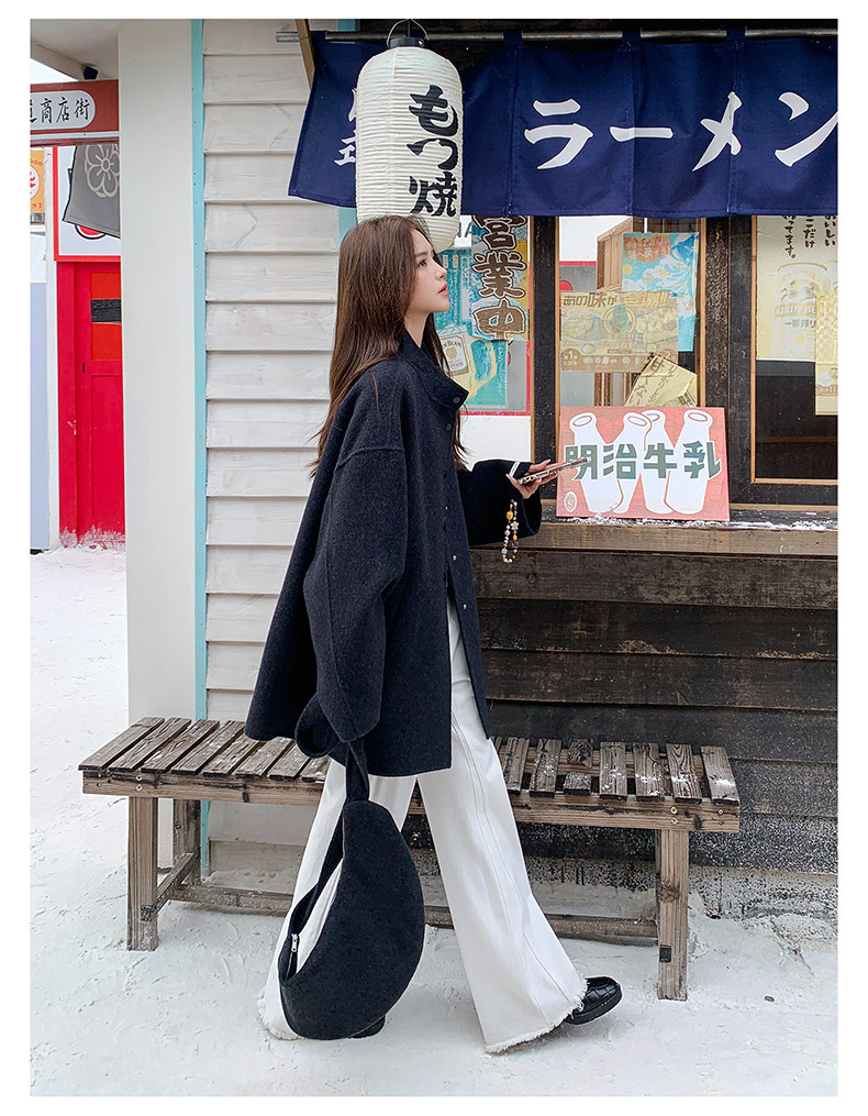 韩版双面羊绒大衣女2025秋冬季新款气质宽松高级感小个子毛呢外套,女装羊绒大衣,2C107