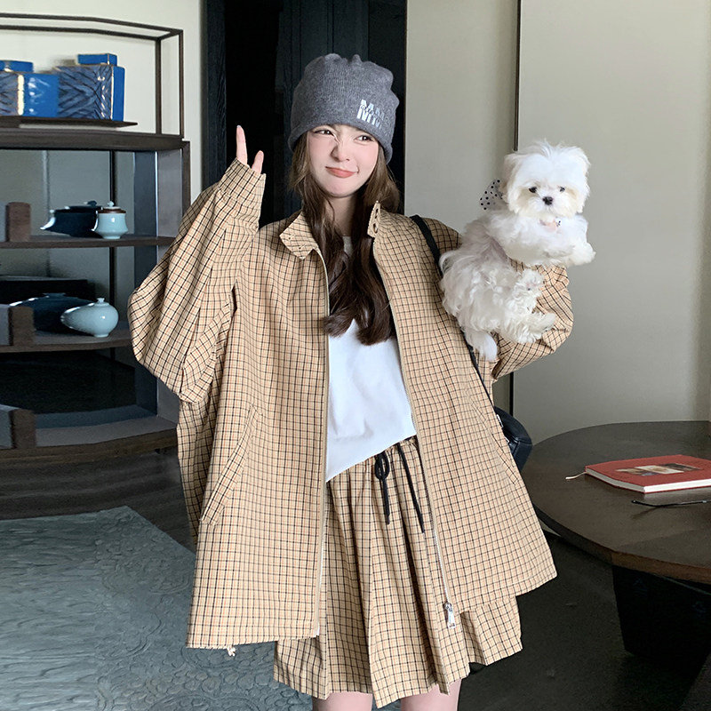 :春装新款韩版潮流夹克上衣百褶裙两件套2C135-N6822P175K238图片
