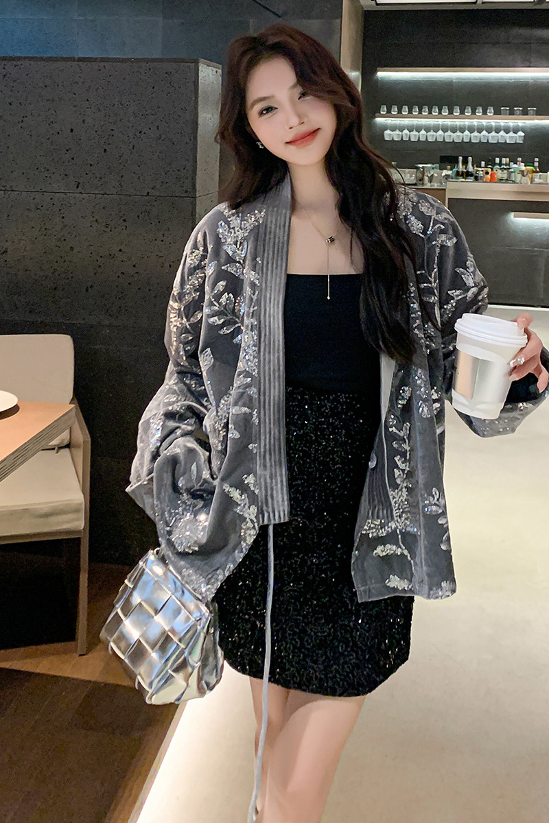 新中式国风印花外套女2025春季新款高级感复古慵懒休闲短款上衣潮,女装短外套,2C029