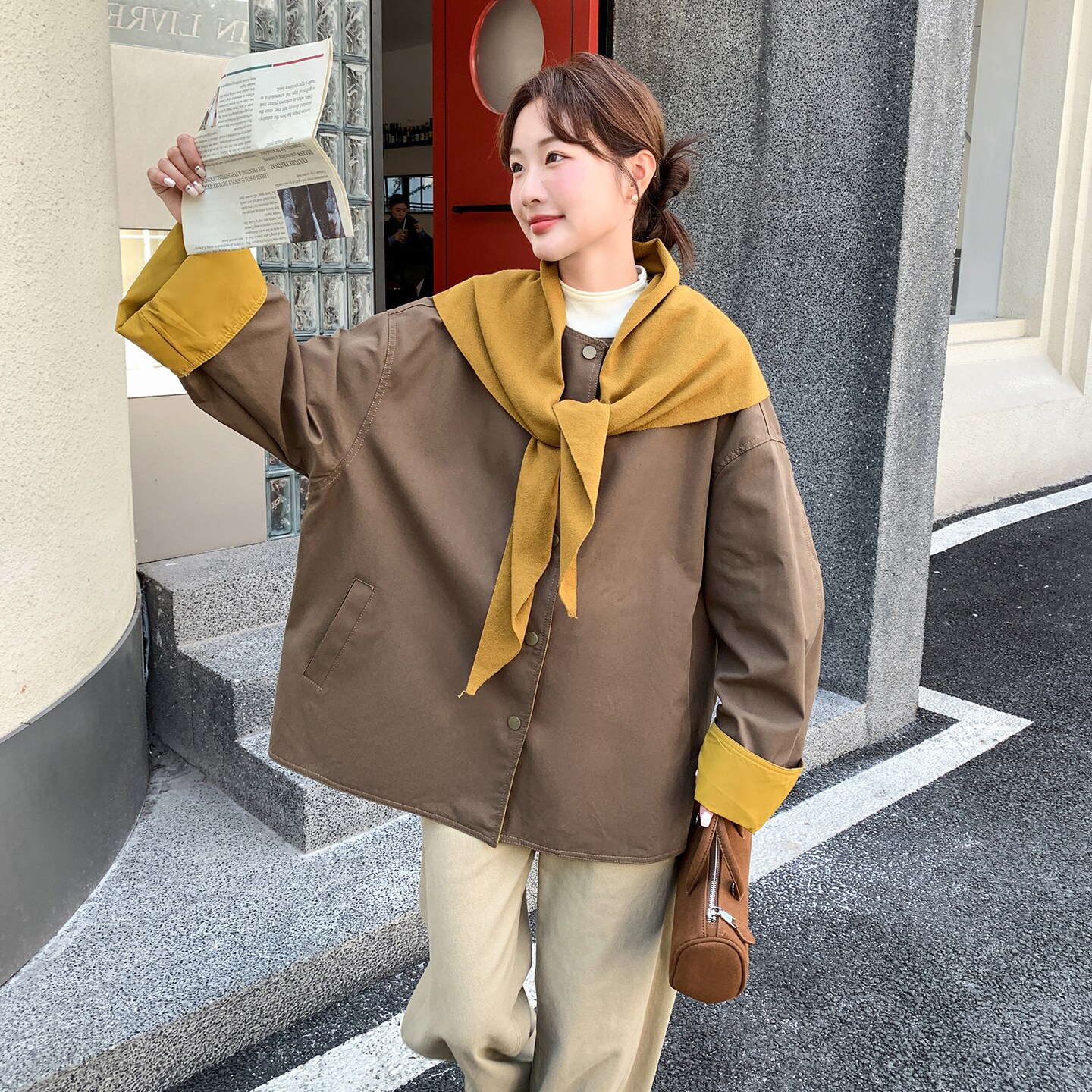 高端欧货慵懒风披肩风衣女2025年秋季新款显瘦百搭休闲中长款外套,女装风衣,2C166