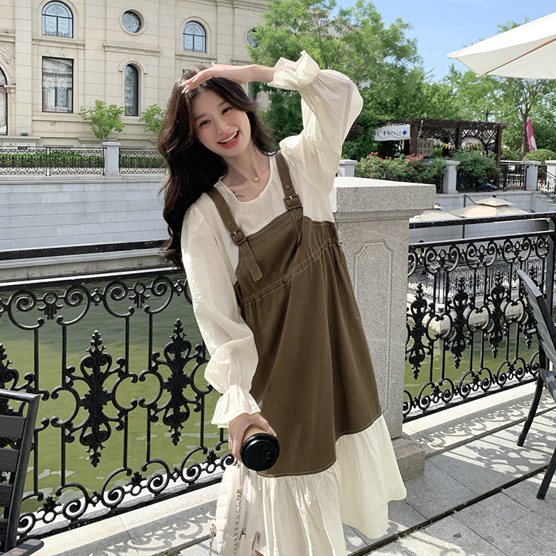2025新款秋装假两件连衣裙8052-P125-188,女装连衣裙,2C299
