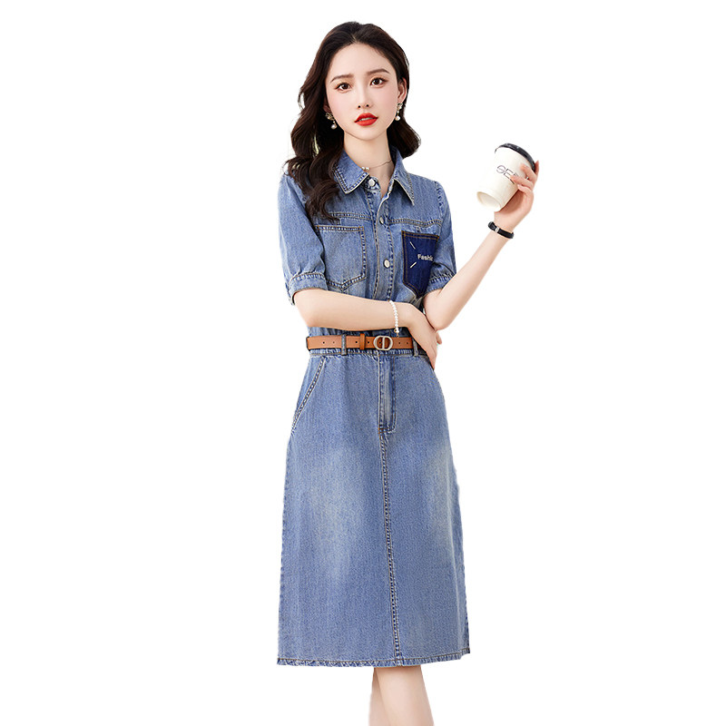 薄款牛仔连衣裙2025年夏季新款时尚洋气修身显瘦裙，女装连衣裙，新感觉,女装连衣裙,新感觉