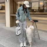 韩版设计感短款毛边牛仔外套女2025年春秋季新款休闲显瘦夹克上衣，女装短外套，2C057