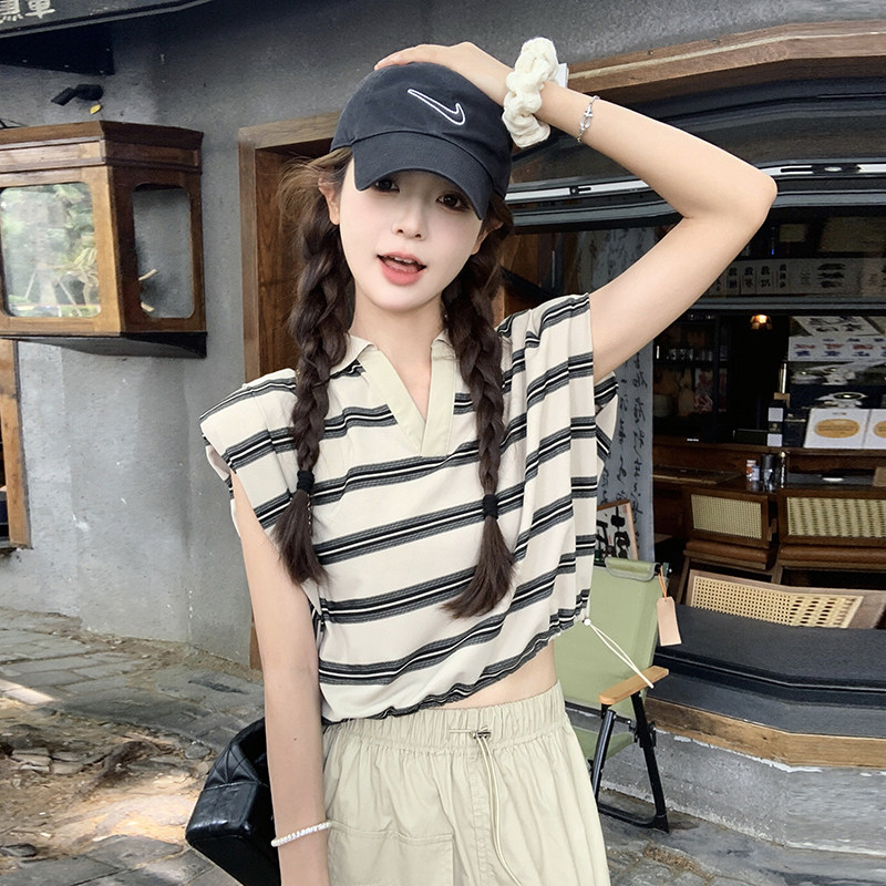 条纹上衣工装半身裙套装女夏季一整套ootd穿搭减龄学院风两件套,女装套装/套裙,2C166
