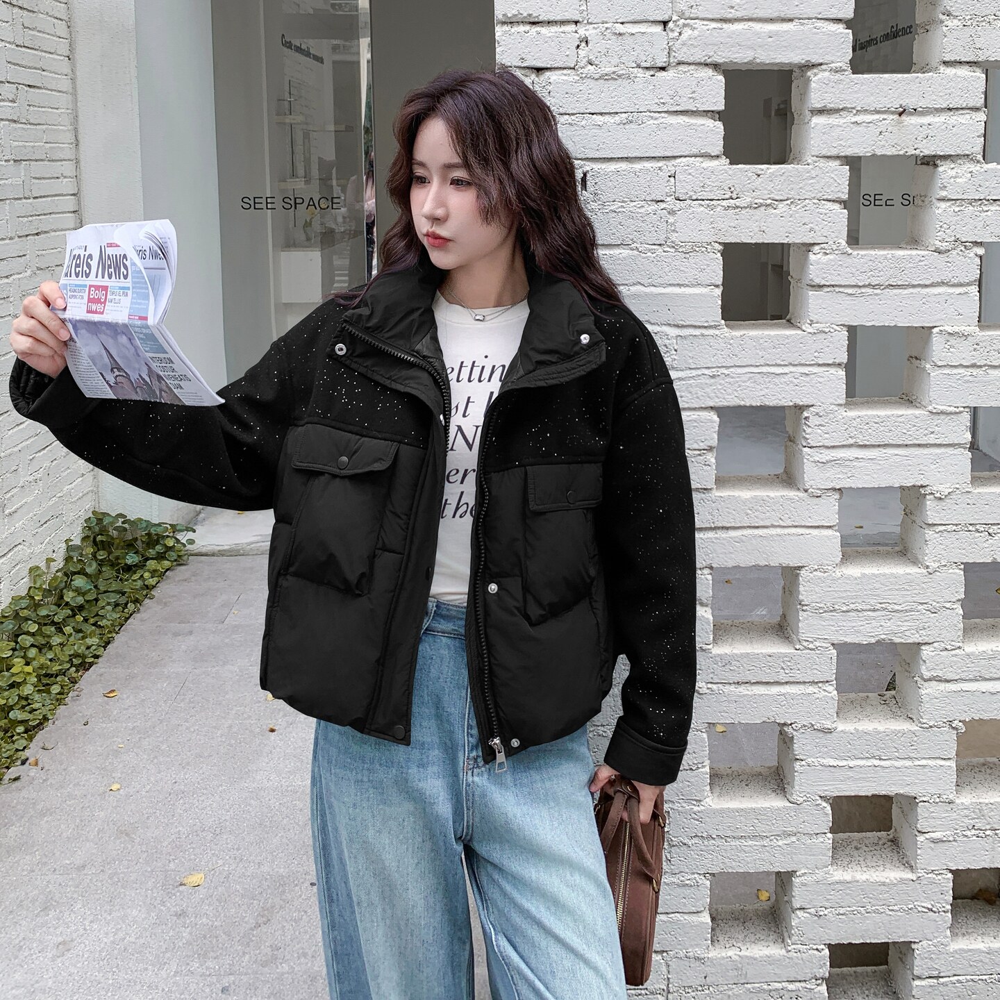 韩系短款亮片羽绒棉服外套女秋冬2025新款加厚爆款棉袄超好看棉衣,女装棉衣/棉服,2B140