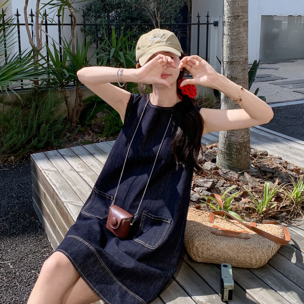 奶油黄无袖上衣a字半身裙套装两件套女夏法式御姐轻熟风减龄穿搭,女装套装/套裙,2C159