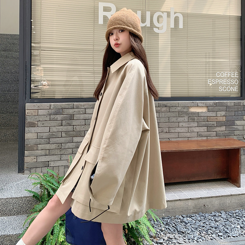 【】秋季时尚大口袋宽松简约大码外套女C300-9931-P165-K228,女装风衣,2C300