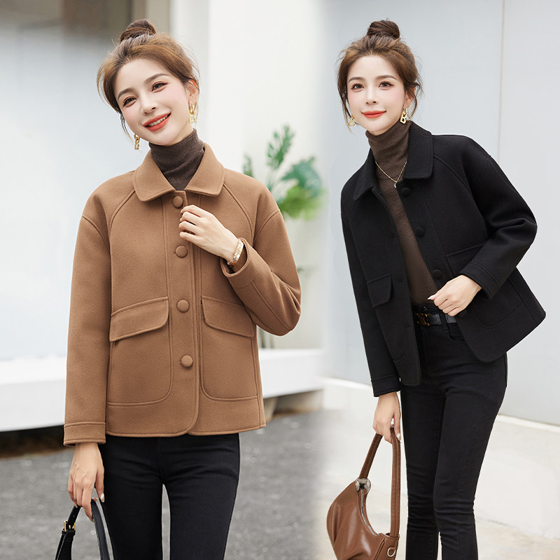 高品质！高档毛呢短外套女2025年冬季新款单排扣保暖百搭，女装毛呢外套，吾爱衣,女装毛呢外套,吾爱衣