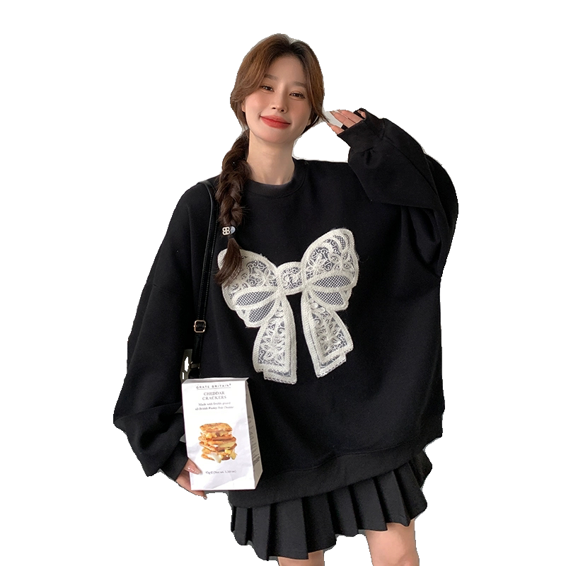 早秋蝴蝶结刺绣卫衣女2025新款爆款小个子独特设计感减龄显瘦上衣,女装卫衣/绒衫,2C196