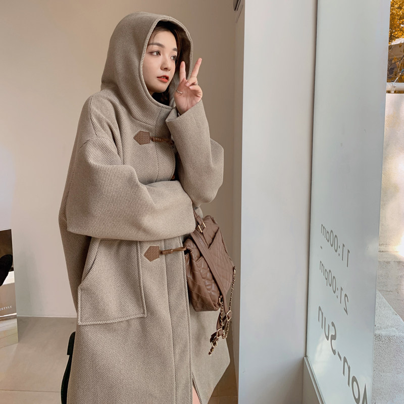 【现货】数据稳定雪呢斜新版牛角扣夹棉加厚大衣D929P185K258,女装毛呢外套,2C321
