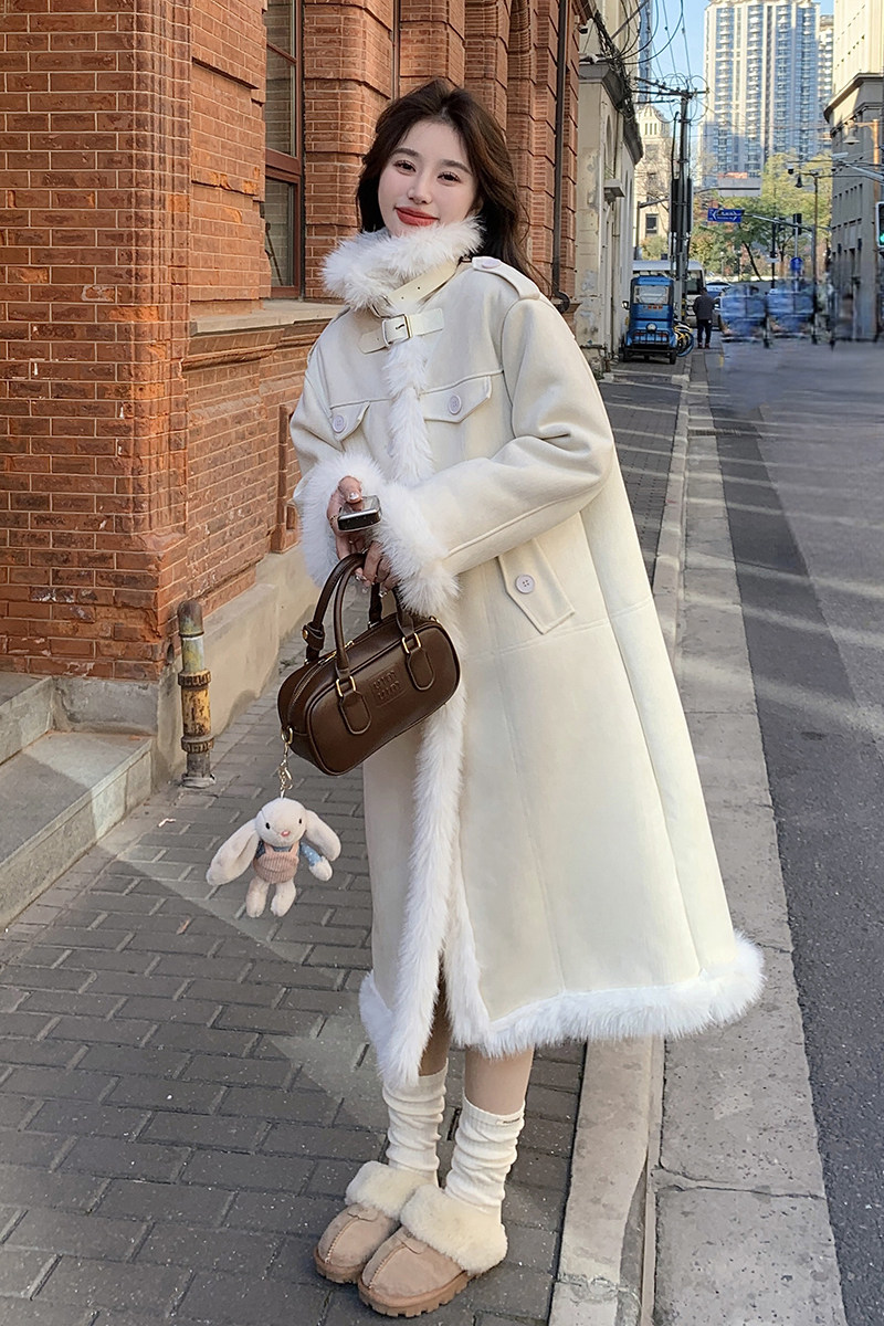 【】皮毛一体羊羔毛毛呢外套棉服长款2C133-963-P235-K338,女装棉衣/棉服,2C133