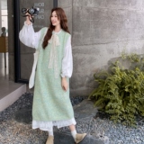 氛围感减龄套装裙女2025秋季新款法式温柔风针织背心连衣裙两件套，女装套装/套裙，2C217