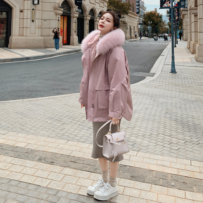 【现货】2025冬季兔毛内胆加厚粉色派克服 2C056-9918-P185 控268图片