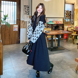 【现货】2025秋装撞色拼接连帽黑色连衣裙2C056-6817-P145控208，女装连衣裙，2C056