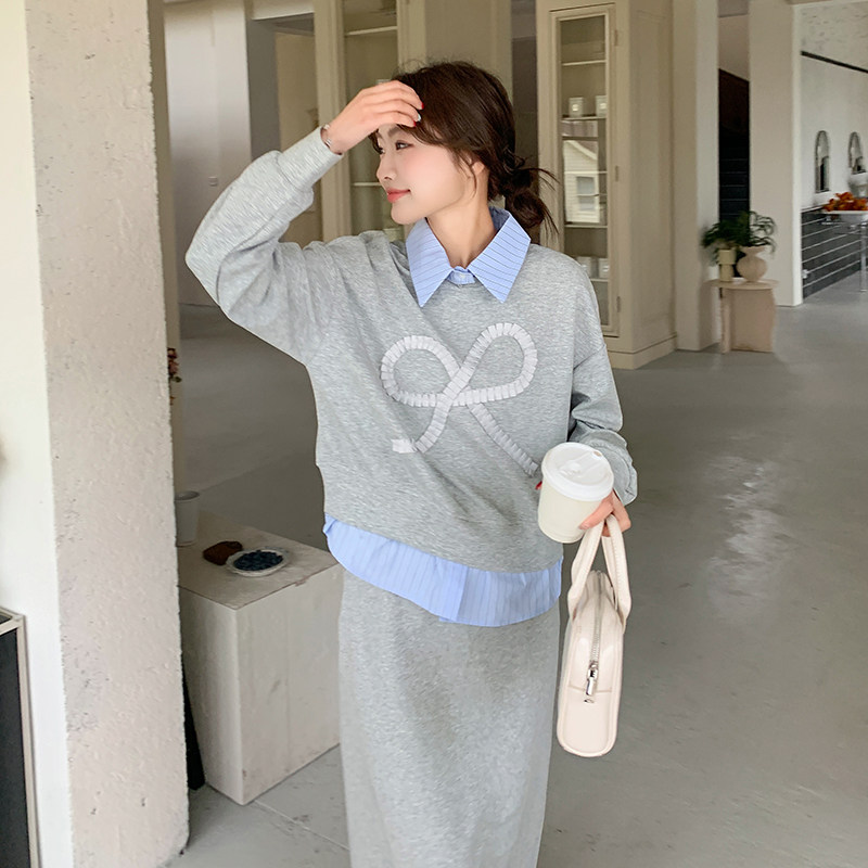 新款韩系假两件拼接两件套裙2522-P165-K238,女装套装/套裙,2C057