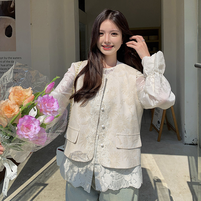 【两件套】春装新款马甲+蕾丝衬衫2C215-P175-K245,女装套装/套裙,2C215