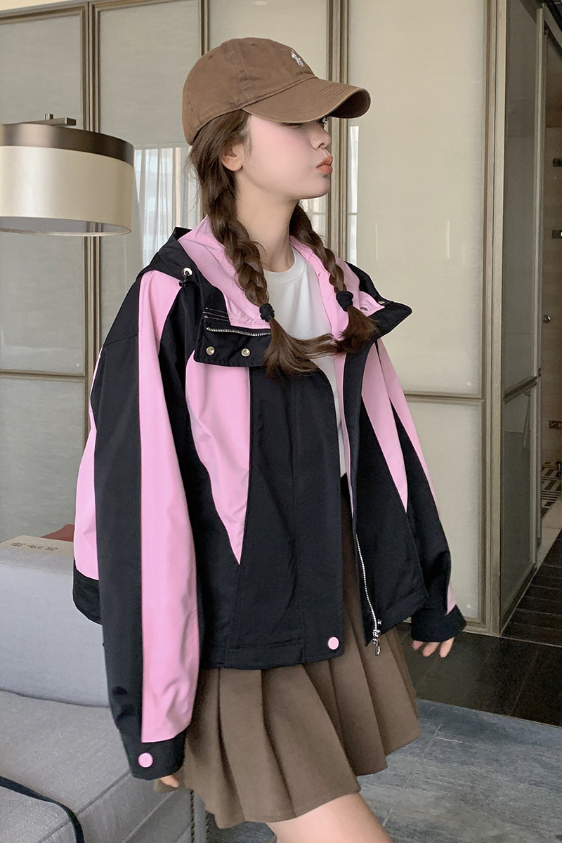 主推现货！25新款春装外套风衣撞色冲锋衣女1C086-1623-P140-K206,女装风衣,2D044