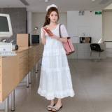 法式甜美木耳边层次感连衣裙女2025夏季新款海边度假风超好看长裙，女装连衣裙，2C327