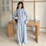 设计感休闲运动套装女2025春季新款韩系时尚显瘦卫衣阔腿裤两件套，女装套装/套裙，2C159