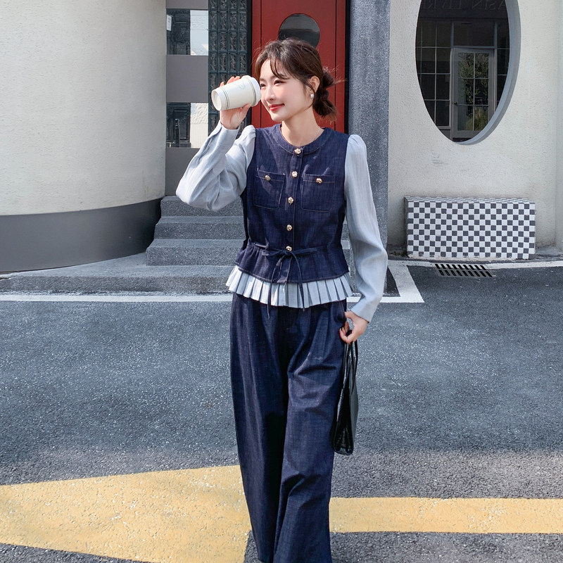 【现货.新款】2026春牛仔拼接衬衣假两件套2C215-P205-K328,女装套装/套裙,2C215