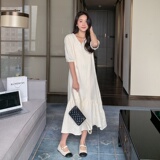 新品现货夏季V领气质连衣裙2C032825P105K158，女装连衣裙，2C032