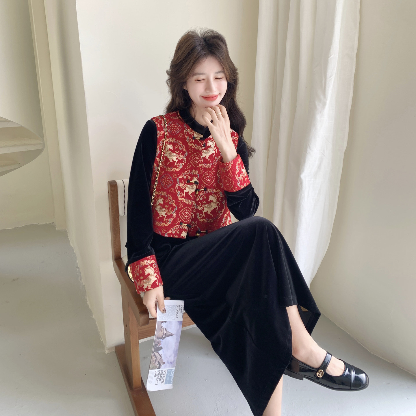 现货春季时尚风红色套装2C098-9095P165K248,女装连衣裙,2C098