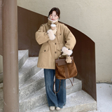 复古毛绒领派克服女冬季设计感美式加厚毛毛气质保暖工装棉服外套，女装派克服，2C166