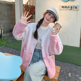 现货！2025冬装款皮毛一体渐变色羊羔毛外套2C056-6833-P175控248，女装毛呢外套，2C056