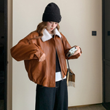 档口现货/仿貂毛领撞色韩版PU皮羽绒服外套2C233-803-P210-K319，女装羽绒服，2C233