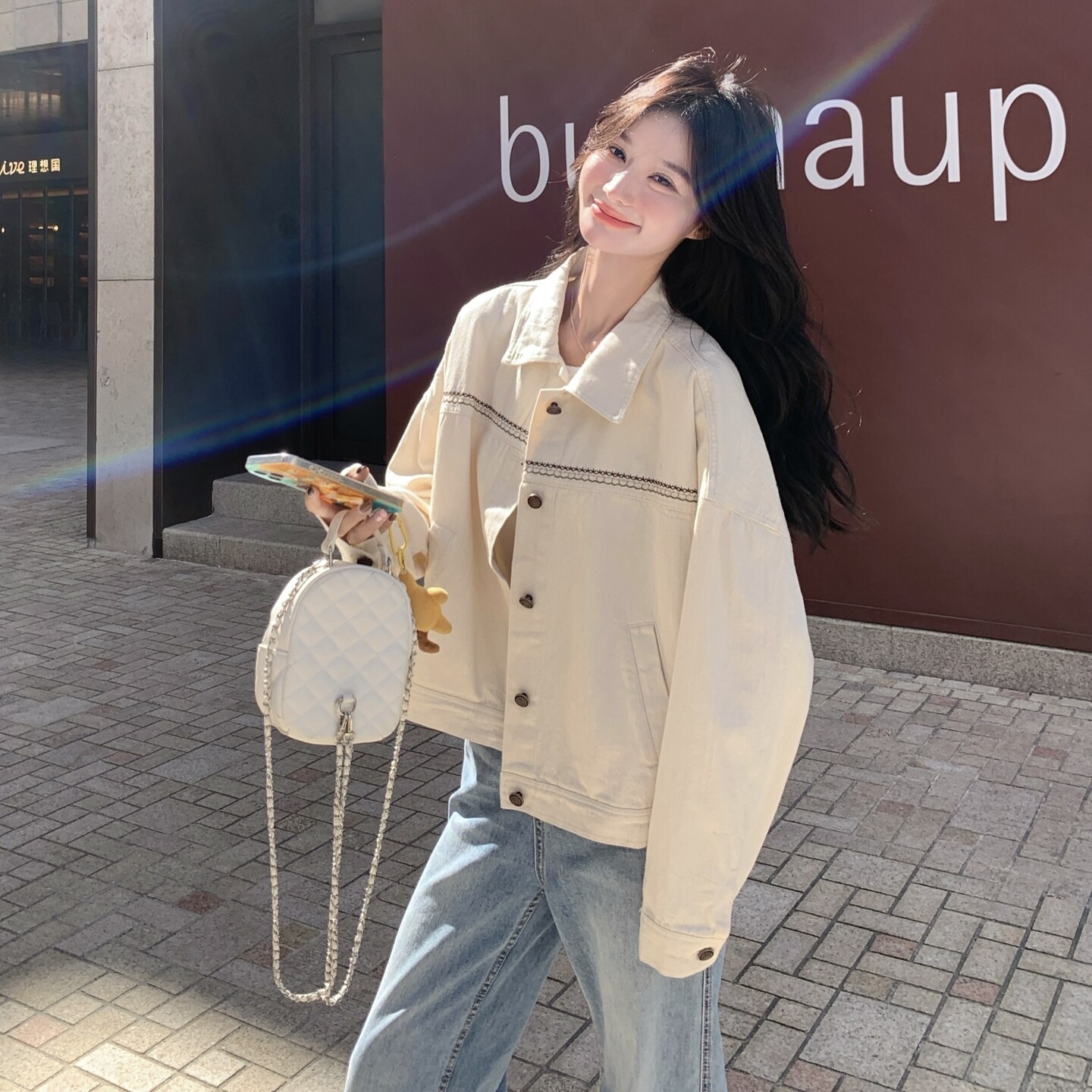 宽松休闲翻领短外套女秋季2025新款小个子巨好看超火流行夹克上衣,女装短外套,2C166