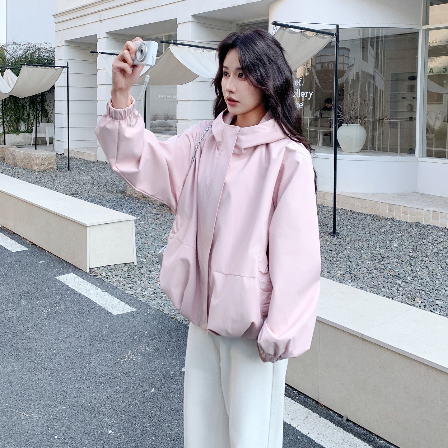 主推新款现货休闲范连帽短外套P150-K248,女装短外套,2B140