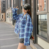 流苏蓝格复古衬衣外套女2025春秋季新款高级感小个子宽松夹克上衣，女装短外套，2C321