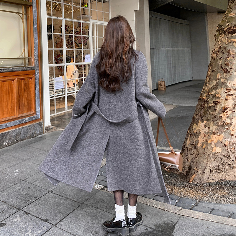 【新款】已出货有买家秀双面羊驼绒混色长毛大衣P285K418,女装毛呢外套,2C333