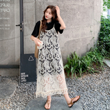 时尚套装夏季连衣裙拼接夏装韩版时尚气质短袖长裙，女装套装/套裙，2C098