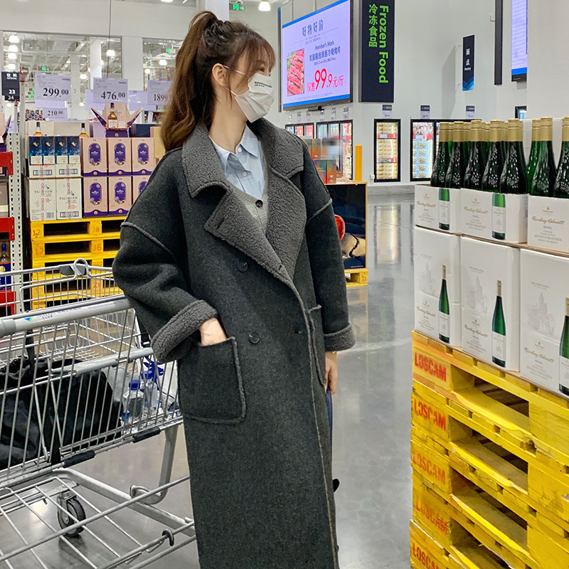 现货！复古休闲加厚高级感慵懒风宽松羊羔毛大衣2365P215K298,女装风衣,2C029