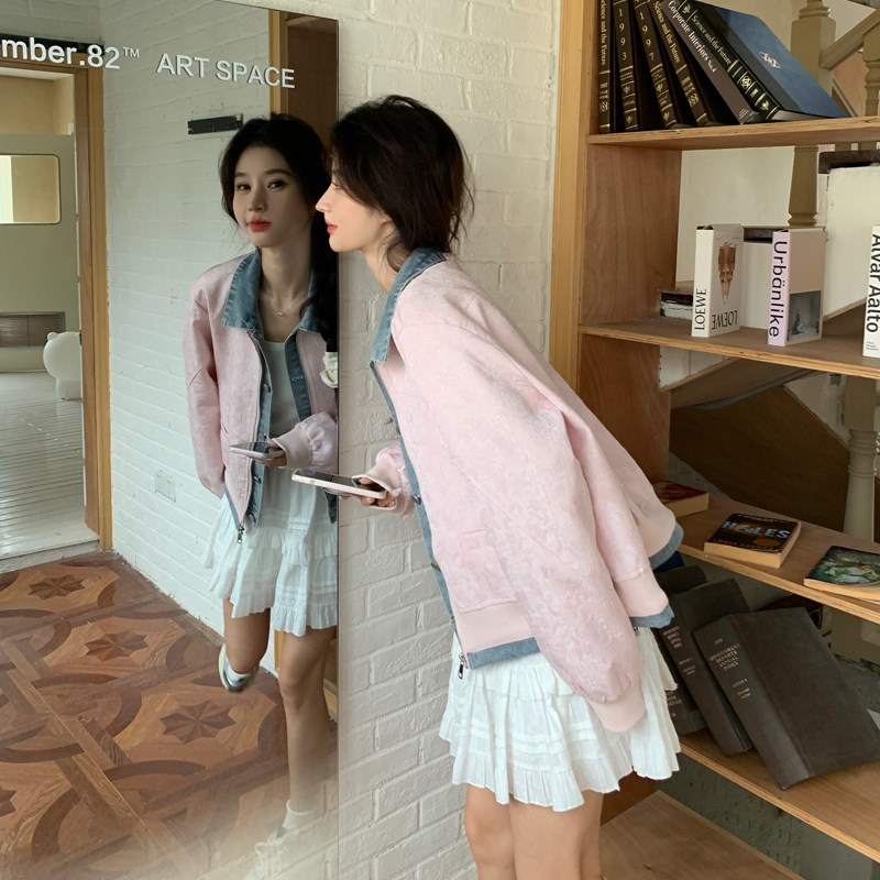 档口现货2025春秋新款女装中式牛仔假两件风衣外套8923-p135-k188图片