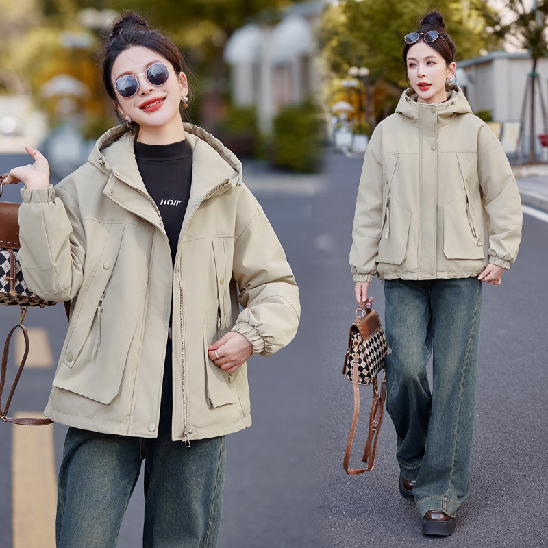 加绒派克服2025年时尚百搭小个子加厚外套保暖纯色韩版女人味上衣,女装派克服,唯婧