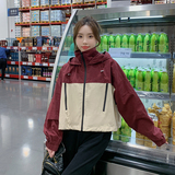 【新款】设计感时尚撞色宽松连帽短款外套C029-2333P140K198，女装短外套，2C029
