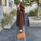 美拉德轻奢咖色羊毛双面呢短外套女秋冬2025新款小个子巨好看上衣，女装羊绒大衣，2C215