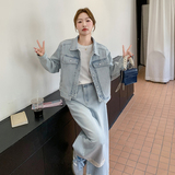 【现货套装】新款浅洗牛仔上衣+裤子两件套2C277-6610-P195-K288，女装套装/套裙，2C277