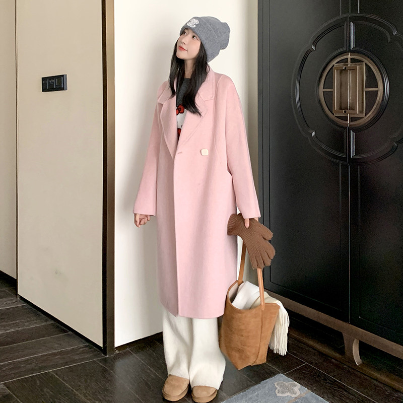现货70毛双面羊绒大衣外套女,女装毛呢外套,2C269