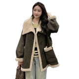 【新款现货】美拉德摩咖皮毛一体两面穿鹿皮绒外套P195K288，女装短外套，2C333