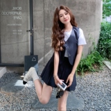学院风马甲T恤百褶裙套装女2025年夏季新款显瘦洋气超好看三件套，女装套装/套裙，2C212