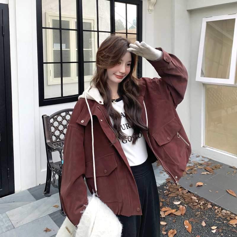新品2025新款女装冬装安可拉红皮衣加绒外套266-p180-k260图片