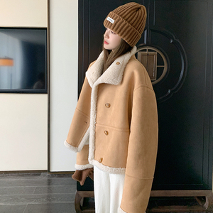 新款现货 牛皮绒皮毛一体两面穿机车服 P185 K278图片