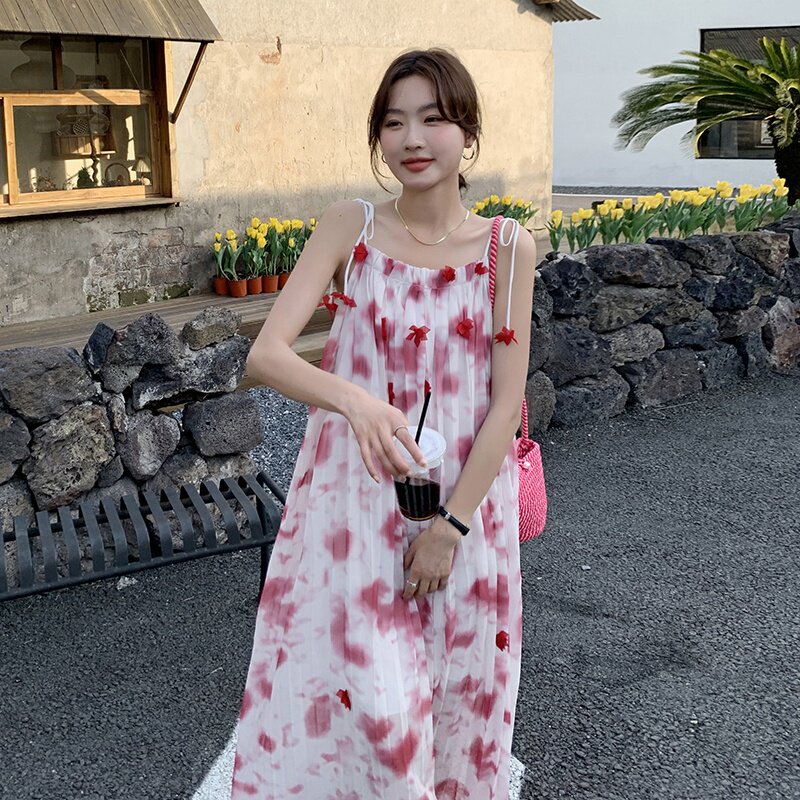 2026年夏季韩版吊带压皱连衣裙2C066-2375-P115-K168,女装连衣裙,2C066