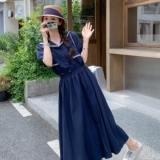 拼接韩版时尚套装修身连衣裙裙子夏季蓝色学院风ol短袖气质蓝色，女装套装/套裙，2C212